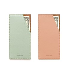 彩色皮革錢包, 粉色、薄荷灰, 1套