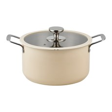 VISKA IH爐適用附蓋不鏽鋼雙耳燉鍋, 象牙白, 24cm, 1組
