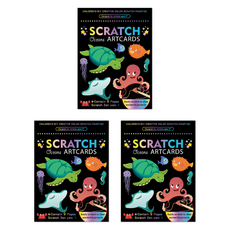 TUCO.B 刮刮畫紙卡 3入, 海洋朋友們, 隨機出貨(附專用筆)