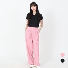 엘쏘 여성용 냉감 통기성 썸머 쿨 밴딩 롱 와이드 팬츠