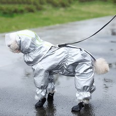 알럽펫 강아지 밴드라인 올인원 우의, 실버, 1개