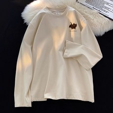 남성용 통기성 패션플로우 역동적인 고양이 프린팅 기본 긴팔 티셔츠