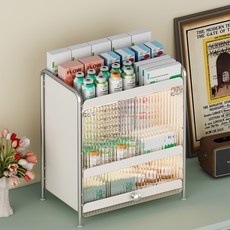 21C Trend Chriseul透明滑動蓋子3層鐵製多功能置物架 325*380*200mm, 1個, 白色