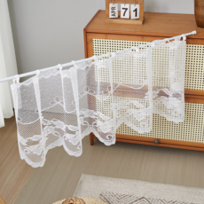 Soyo商會 迷你百合蕾絲短紗簾, 白色