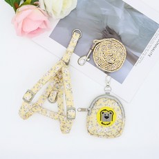 요런개 강아지 해브 베어 백팩 + 하네스 세트, 옐로우, 1세트