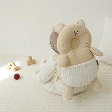 jellymom 嬰兒防撞頭枕, 1個, 小熊 + 燕麥色