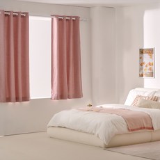 ON Memory 半窗用遮光窗簾 2p組 穿環式, 珊瑚粉