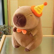 순잠 인기 카피바라 인형, 생일 모자, 1개, 25cm