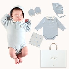 BABY&I 生物水洗連身衣 + 遮陽帽 + 防抓手套 + 手帕 彌月禮盒 + 提袋