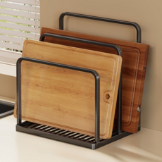 라보비아 주방 수납 조리대 정리 도마 조리도구 받침 냄비뚜껑 거치대 2칸 18 x 14 x 16 cm, 블랙, 1개