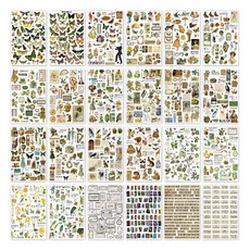 PEONIST 復古裝飾手帳貼紙書套組, C款, 1套