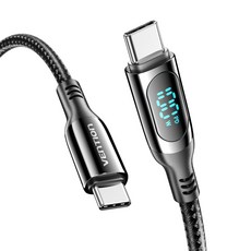벤션 디스플레이 100W C to C타입 PD 고속충전케이블 TAY, 1개, 1.2m, 블랙