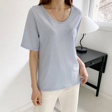 린다샵 여성용 넘이떠 브이넥 무지 반팔 티셔츠 cpt11939k32