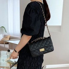 Right Now 菱格紋鏈條肩背斜背包 RM40622, 黑色