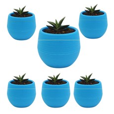 12圓形迷你多肉植物花盆 6入, 藍色, 6個