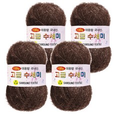 yarna 100g 대용량 고급수세미 뜨개실 4p + A인쇄도안 8종 세트, 137 밤색, 1세트
