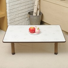 Chobin 長方形高光澤多用途桌 60 x 45 x 28 cm, 花朵白