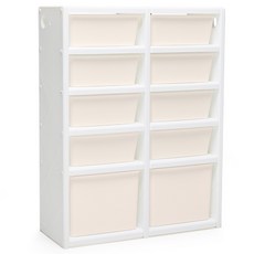 iFam 模組化雙層嬰幼兒收納櫃, 5層, 白色 + 米色