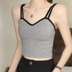 티앤쿠키 캡내장 스판 나시탑 슬리브리스 DT0547