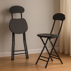 팬물산 이지라이프 MDF 접이식 의자, 블랙, 2개