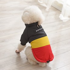 파스텔펫 반려동물 트리플 컬러 코튼패딩, 레드옐로우, 1개