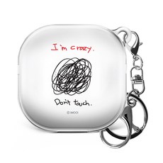 아이무이 갤럭시 버즈 프로 / 라이브 / 2 공용 투명 하드 케이스, 레터링 크레이지