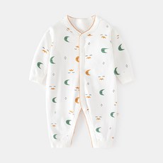 베베니즈 유아용 잔레이스 풀스냅 패턴 긴팔 우주복