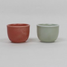 달소금 도자기 커플 술잔 2종 세트, 파스텔, 1세트