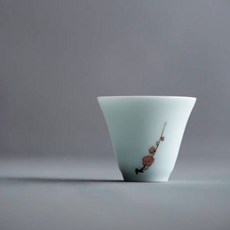 京德珍永淸竹品梅花茶杯, 白+紅+棕, 1個
