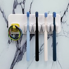 Silivas Pinocchio Family-白色牙刷架剃須刀架掛鉤懸浮無孔無膠浴室配件, 白色, 1個