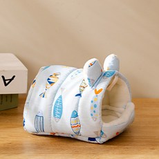 DING DONG PET 小型寵物厚實圖案小屋, 藍色, 1個