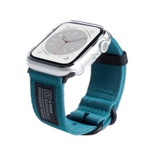 아라리 애플워치 호환 소프트 우븐 스트랩 45mm + 투명 케이스 세트, 그린(스트랩), 1개