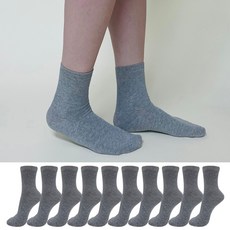 가파치 여성용 스포츠 논쿠션 무지 중목 양말 10켤레 세트, 그레이, 1세트