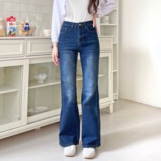 jalbba jean 女性魔術版型側邊開衩水洗彈力丹寧靴型褲