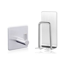 Winprice 不鏽鋼壁掛式單層 + 牙刷漱口杯架 WP-304, 1套, 銀色