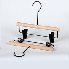 Senseita孩童實木衣架褲子衣架19圓形掛鉤15cm J258, 5入, 黑色