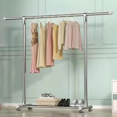 IYES 不鏽鋼支架堅固收納置物架 衣架 橫桿 1層, 銀