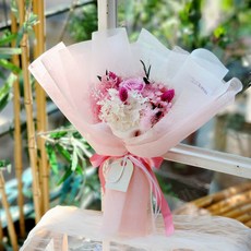 아스파시아 볼룸 믹스 프리저브드 생화 꽃다발, 핑크