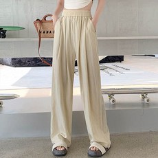 앤드스타일 여성용 냉감 통기성 러슬쿨 핀턱 와이드 팬츠 260794