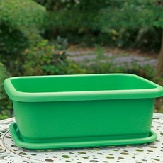 The Flow Commerce 堅固塑膠方形花盆, 綠色, 1個