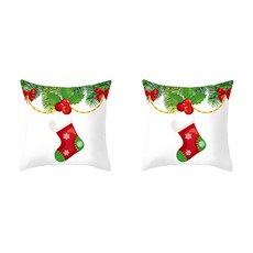 綠色聖誕樹圖案抱枕套 2入