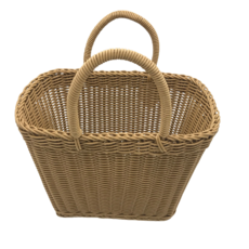 直立式手提洗衣戶外藤編籃 B_RD_15, 棕色, 1個