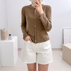 리버블루 여성용 기본 소프트 라운드넥 니트 긴팔 가디건