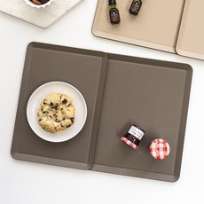 韓國製 Rohya 素色低邊方形防滑紙漿托盤 2件組, 巧克力棕, 1套