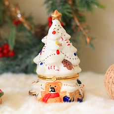 ScentBasket 樹珠寶盒小茶蠟聖誕燭台擺飾, 白色, 1個