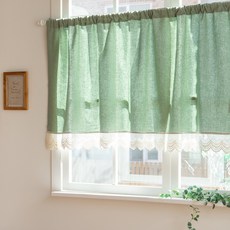 MARY HOUSE Je T'aime 咖啡館亞麻短簾, 鼠尾草薄荷綠