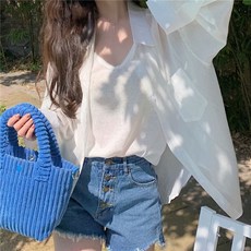 PEONIST 女款透視翻領寬鬆涼感長袖襯衫