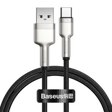 Baseus 倍思 金屬卡福樂系列 USB-Type-C資料線 66W, 1m, 黑色, 1條