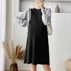 루나글램 에스텔라 새로운 니트 스웨터 중간 길이 수유 임산부 원피스 MYP020