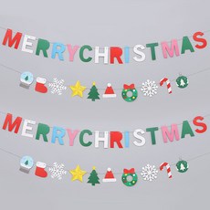 joyparty 聖誕裝飾字母掛旗2款 x 2組, 混合色